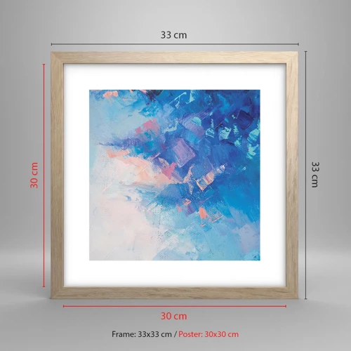 Plakát v rámu světlý dub - Zimní abstrakce - 30x30 cm
