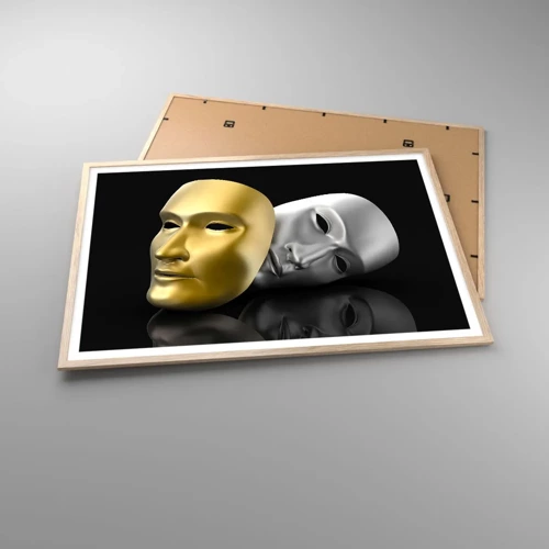 Plakát v rámu světlý dub - Život je divadlo - 100x70 cm