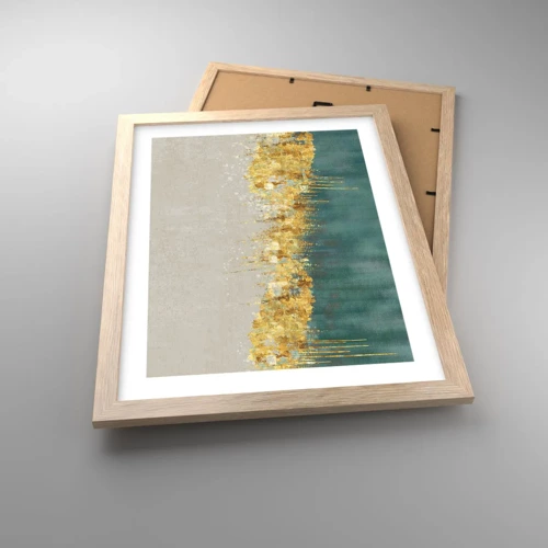 Plakát v rámu světlý dub - Zlatá hranice - 30x40 cm