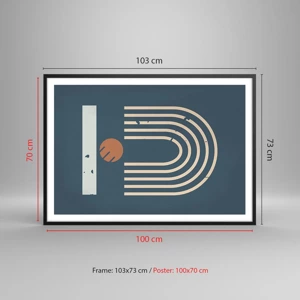 Plakát v černém rámu - Geometrie v námořnické modři - 100x70 cm