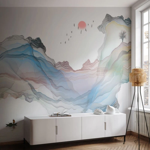 Fototapeta Samolepicí Deluxe Sticker - Ke křišťálovým horám - Abstrakce, Fantazie, Krajina - 500x350 cm
