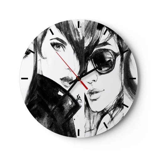 Nástěnné hodiny - Dvě ženské siluety v povrchním stylu - 30x30cm - Znásobená krása - Moderní nástěnná dekorace do obývacího pokoje, kuchyně a ložnice ARTTOR