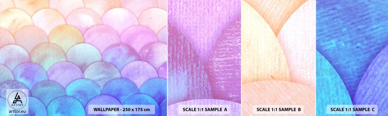 Vzor Fototapety Samolepicí Deluxe Sticker - Perleťová šupina - Pastel, Bubliny, Váhy - 100x30 cm