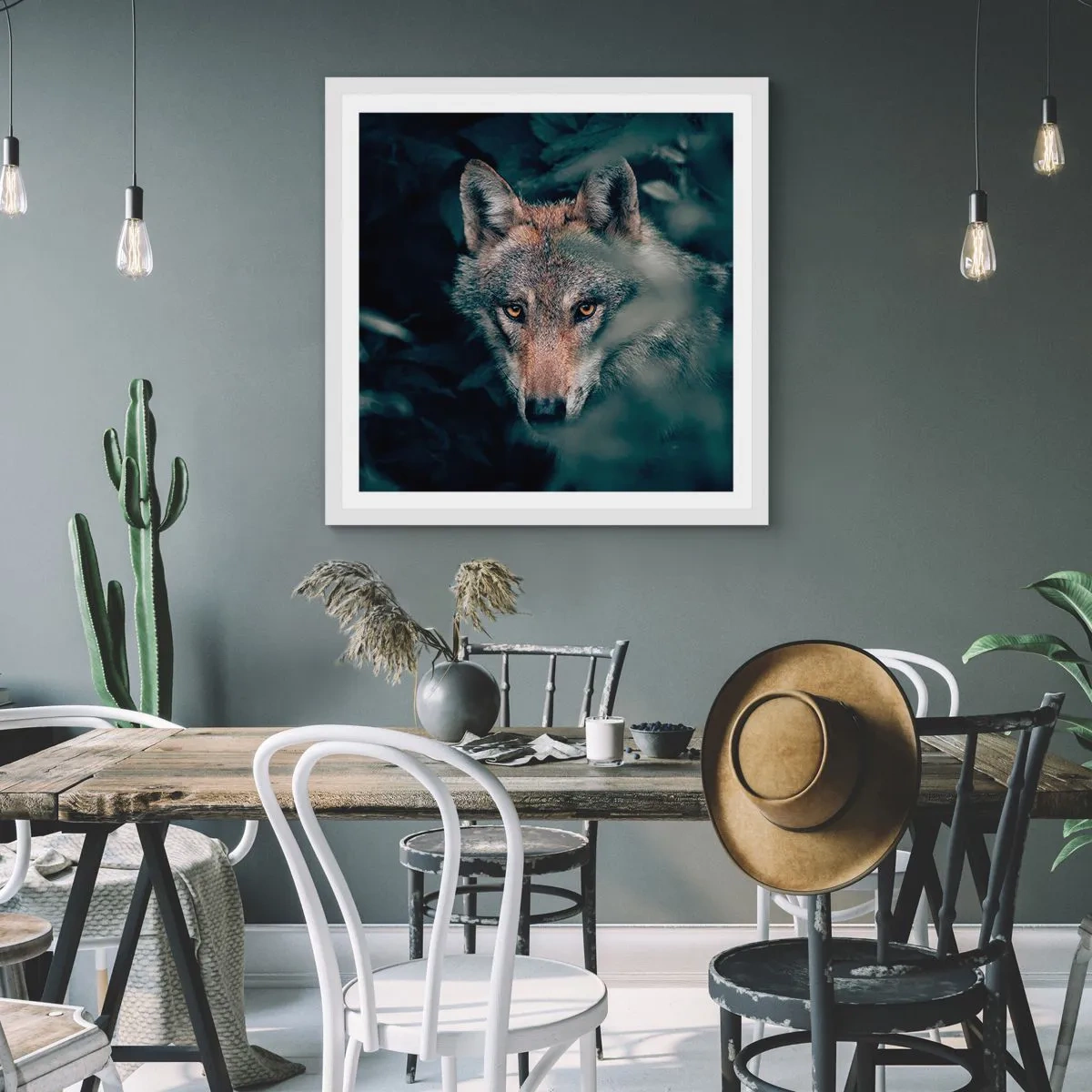 Plakát v bílém rámu - Predátor - 60x60 cm