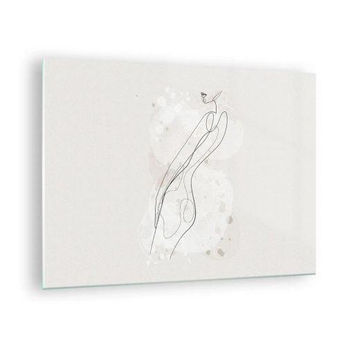 Obraz na skle - Konturovaná silueta ženy v odstínech béžové - 70x50cm - Zabloudit pohledem - Moderní nástěnná dekorace do obývacího pokoje a ložnice ARTTOR