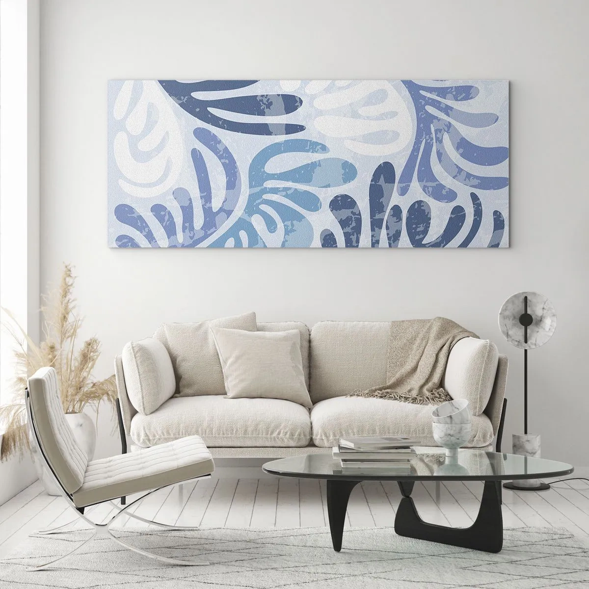 Obraz na skle - Modré kapradí - 100x40 cm