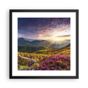 Plakát v černém rámu - Svěžest horského rána - 40x40 cm