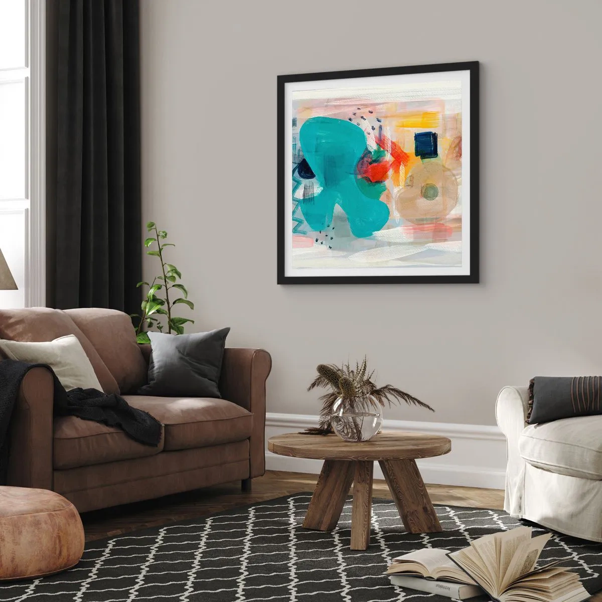 Plakát v černém rámu - Barevná hra - 50x50 cm