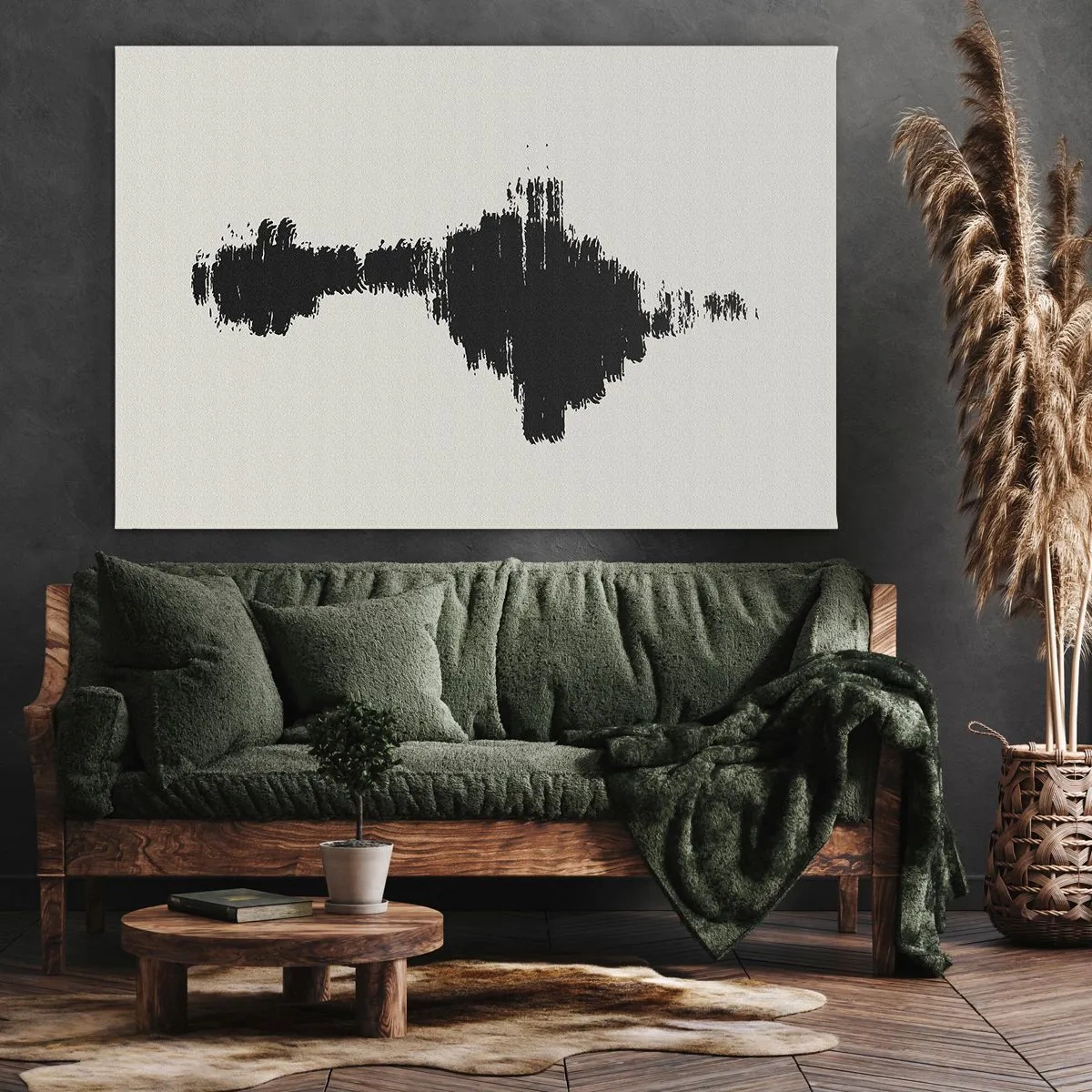 Obraz na plátně - Abstraktní motiv připomínající zvukovou vlnu v minimalistickém stylu. - 70x50cm - Vibrace představivosti - Moderní nástěnná dekorace do obývacího pokoje a ložnice ARTTOR