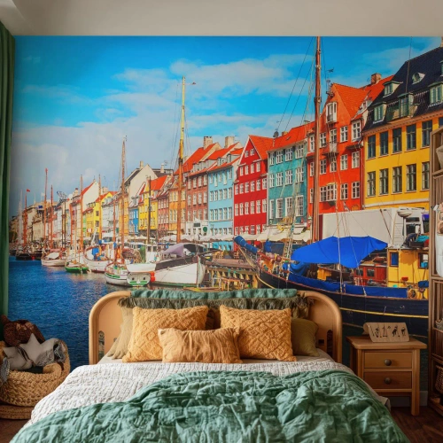 Fototapeta Standard Eco - Radostné nábřeží - Kodaň, Staré Město, Architektura - 150x105 cm