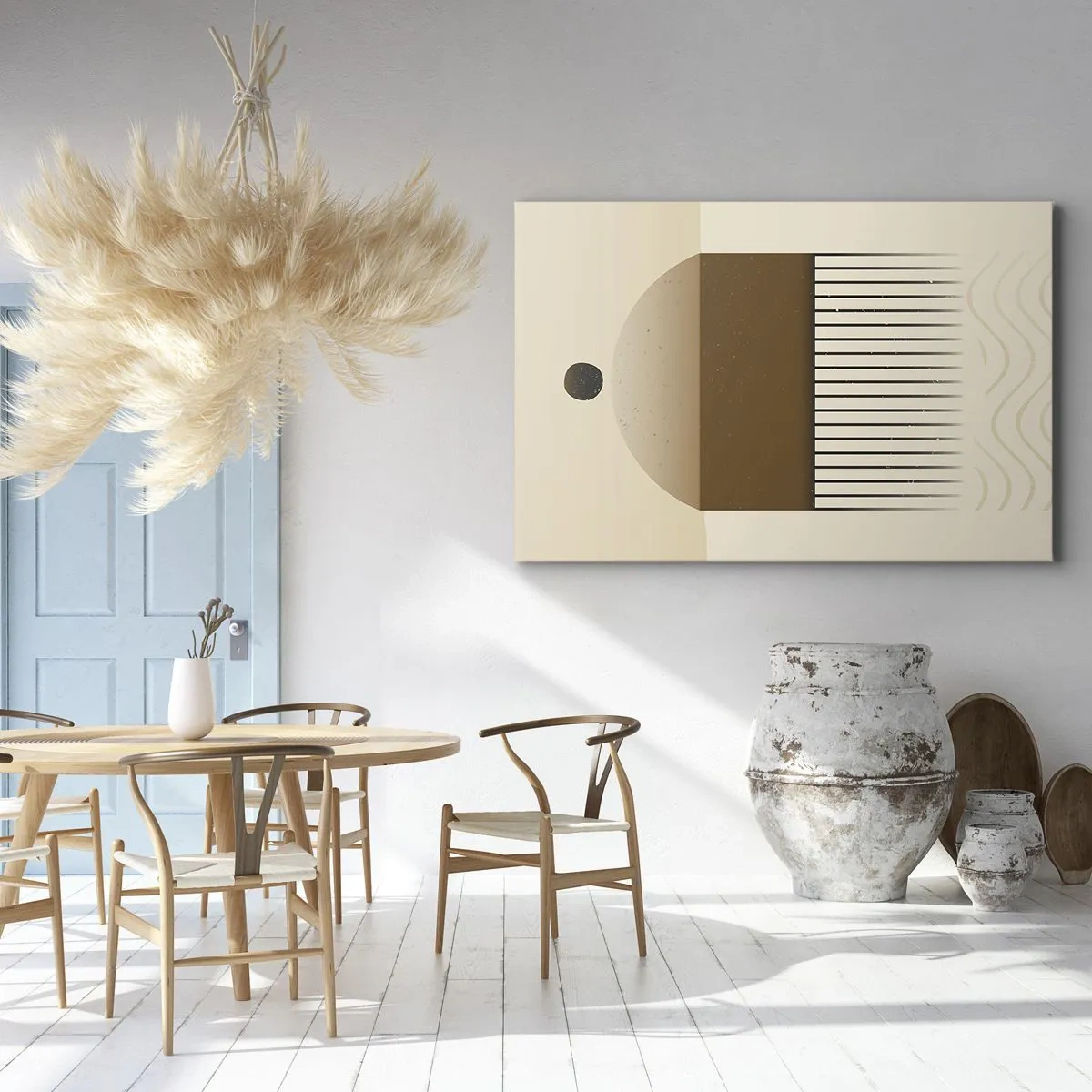Obraz na plátně - Abstraktní geometrické kompozice v béžových a hnědých tónech - 70x50cm - Různé stavy - Moderní nástěnná dekorace do obývacího pokoje a ložnice ARTTOR