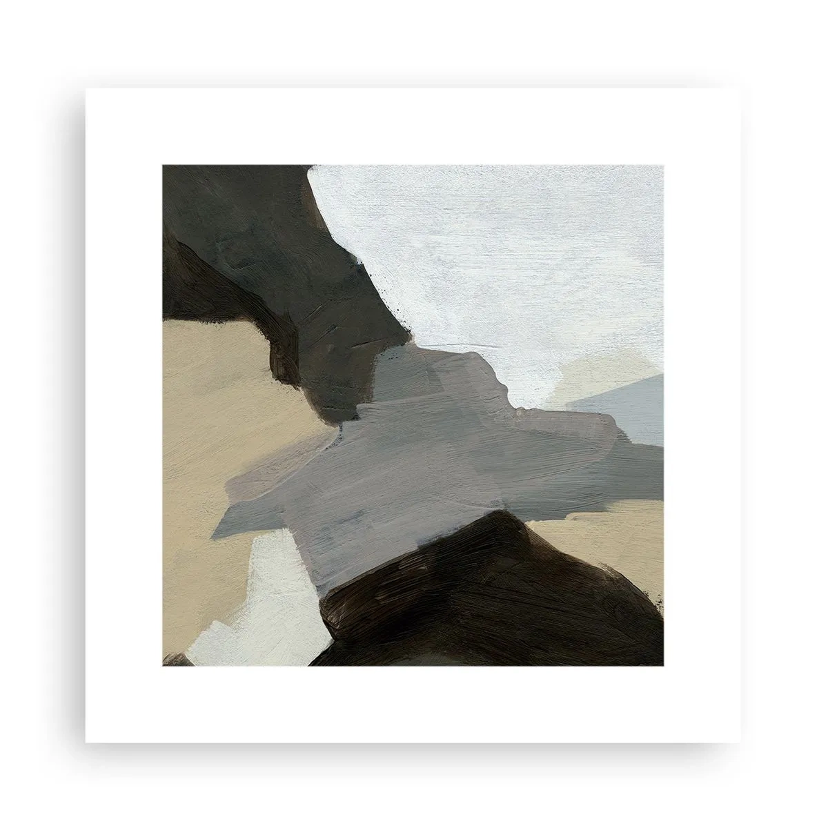 Plakát - Abstrakce: křižovatka šedi - 30x30 cm