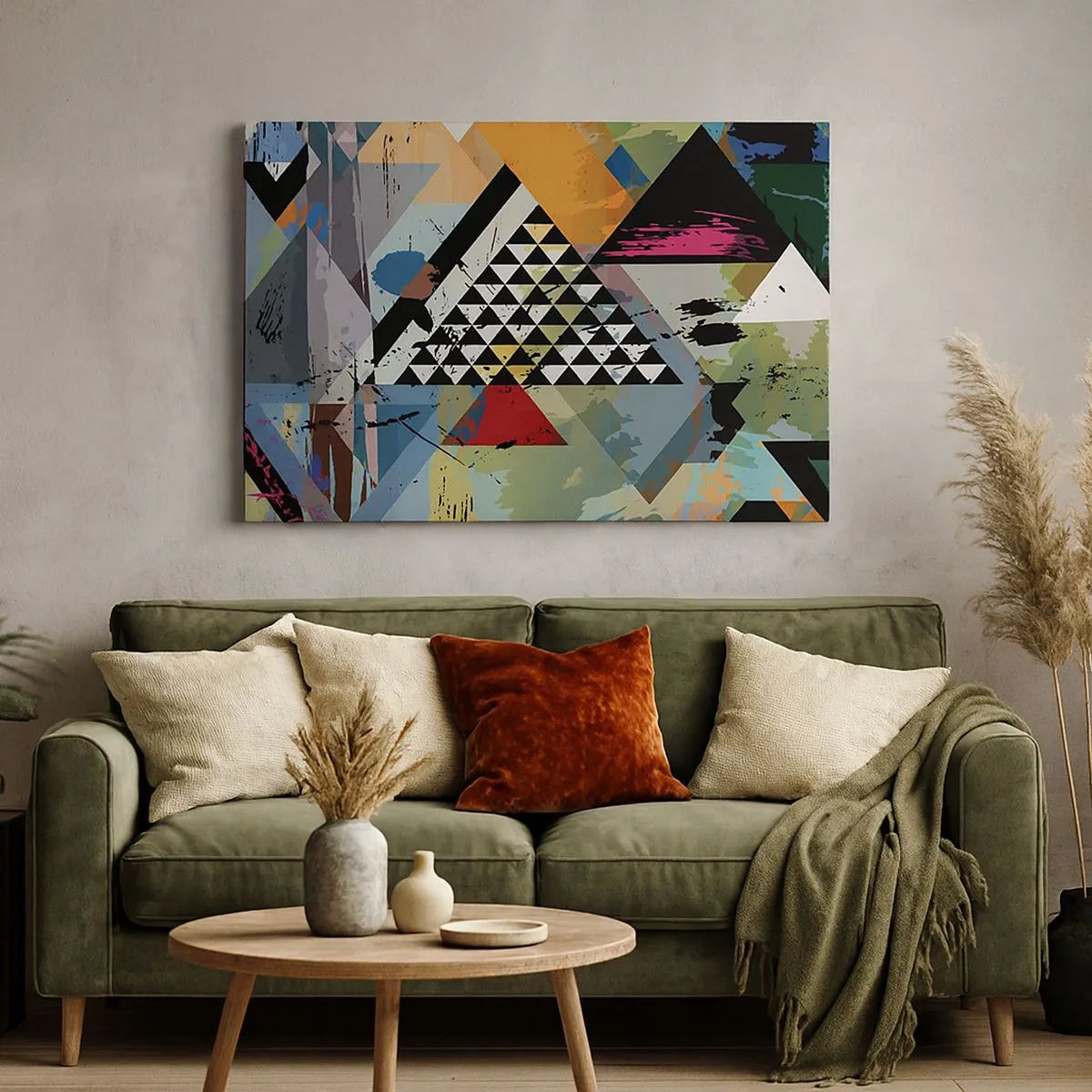 Obraz na plátně - Abstraktní kompozice geometrických tvarů a barev. - 70x50cm - Jak je to snadné - Moderní nástěnná dekorace do obývacího pokoje a ložnice ARTTOR