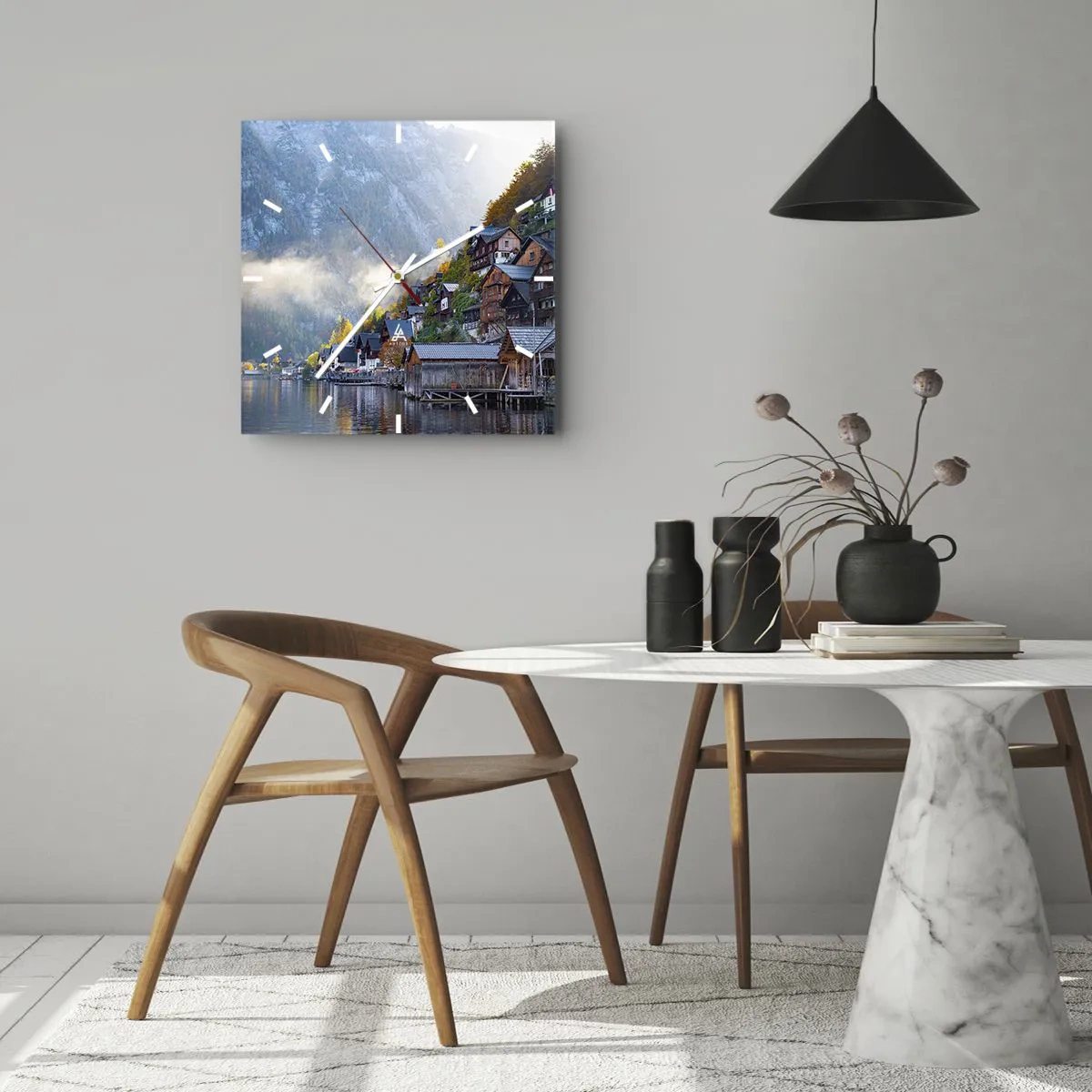 Nástěnné hodiny - Alpská krajina - 40x40 cm