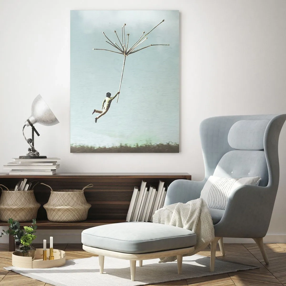 Obraz na skle - Letající pampeliška - 50x70 cm