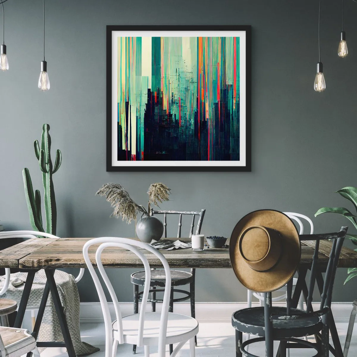 Plakát v černém rámu - Futuristické město - 60x60 cm