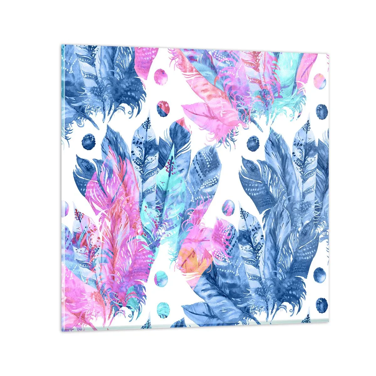 Obraz na skle - Chocholy v růžové a blankytné - 70x70 cm