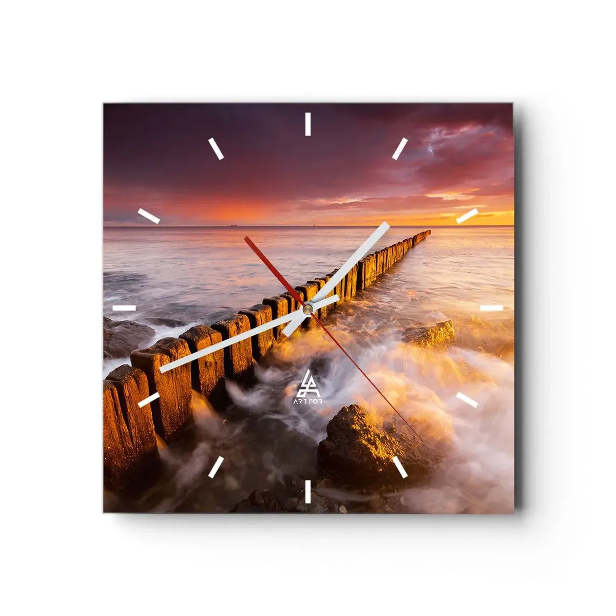 Nástěnné hodiny - Jemnost vln - 40x40 cm