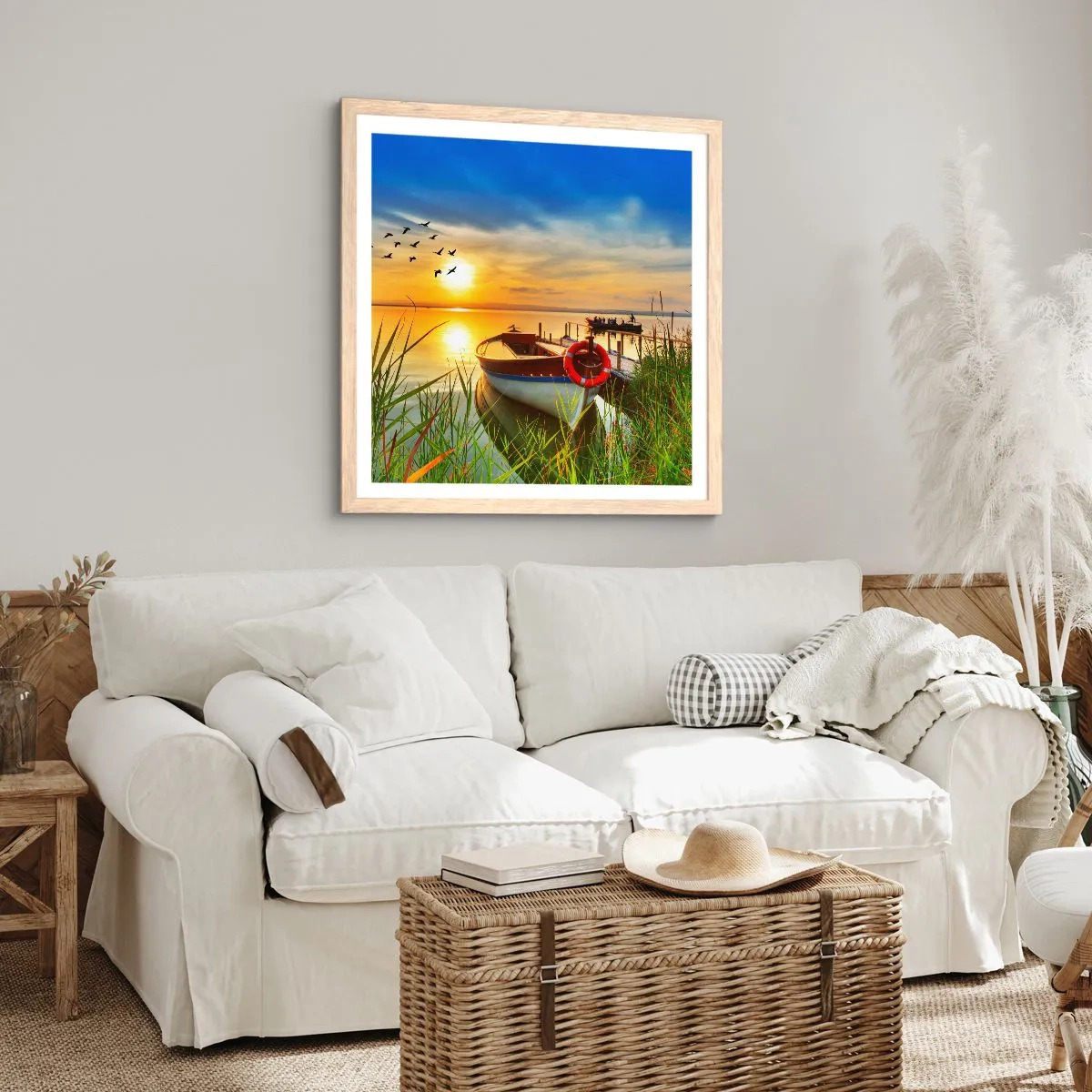 Plakát v rámu světlý dub - Kormoráni už odlétají - 50x50 cm