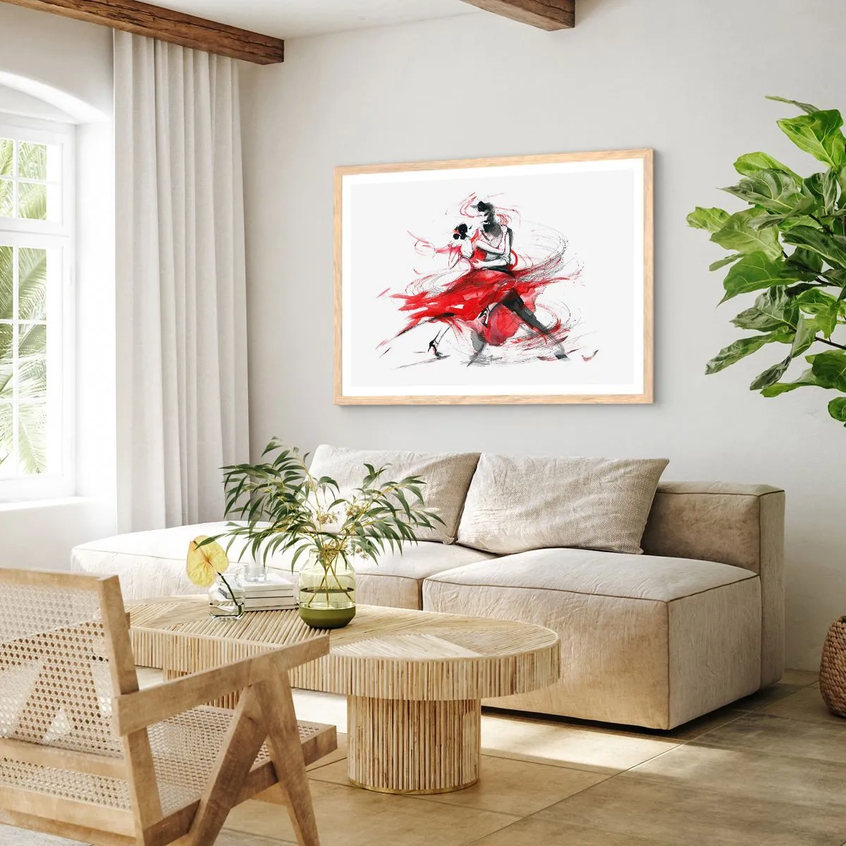 Plakát v rámu světlý dub - Tango - rytmus náruživostí - 91x61 cm