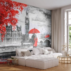 Fototapeta Premium Canvas - Zamilování do Londýna - Město, Londýn, Zamilovaný pár - 150x105 cm