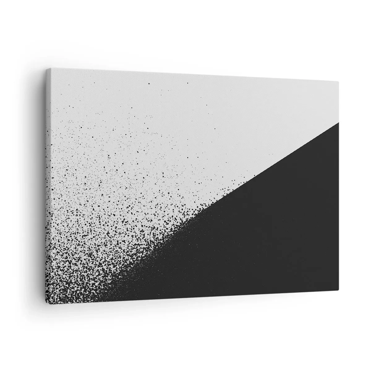 Obraz na plátně - Minimalistická abstrakce v černé a bílé s rozptýlenými tečkami - 70x50cm - Rychleji a rychleji, více a více - Moderní nástěnná dekorace do obývacího pokoje a ložnice ARTTOR