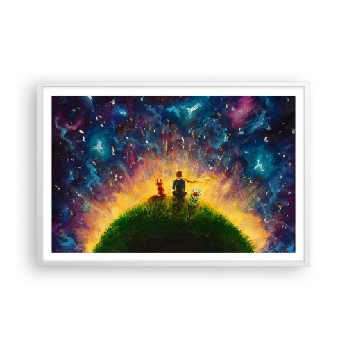 Plakát v bílém rámu - Láska a přátelství - celý svět - 91x61 cm