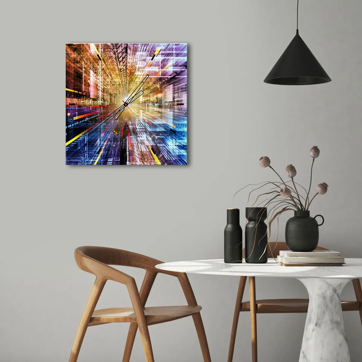 Nástěnné hodiny - Osvětlená chodba - 40x40 cm