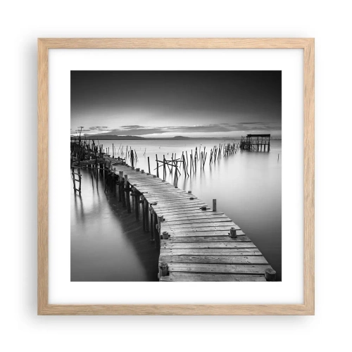 Plakát v rámu světlý dub - Klid zapomenutého břehu - 40x40 cm