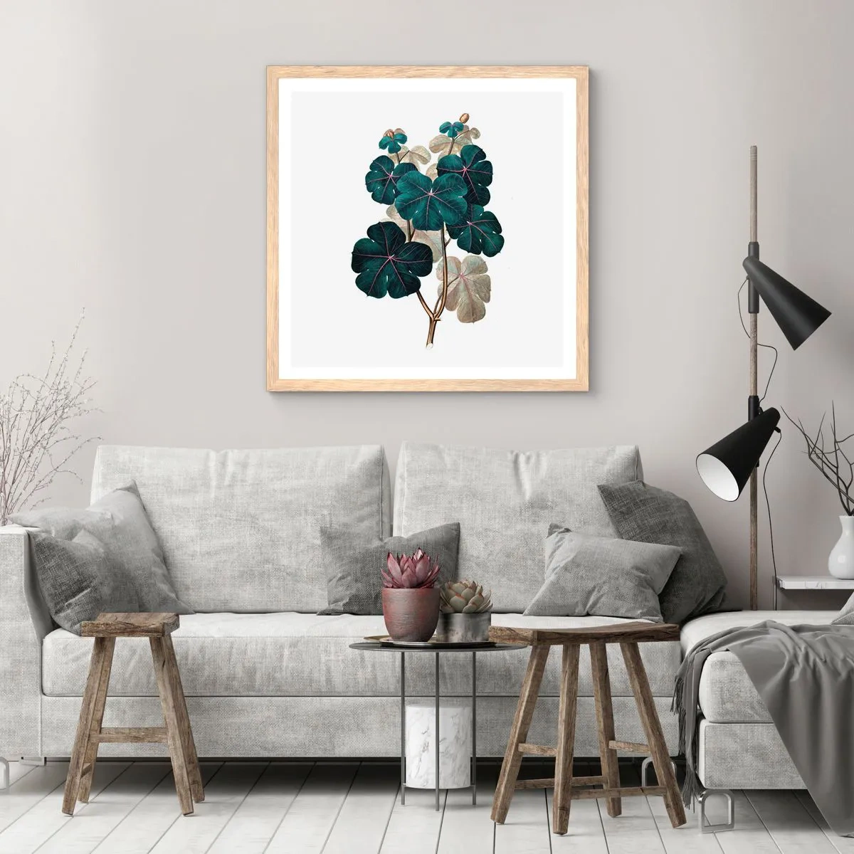 Plakát v rámu světlý dub - Ze starého herbáře - 60x60 cm