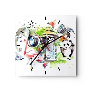 Nástěnné hodiny - Objektivem cestovatele - 30x30 cm