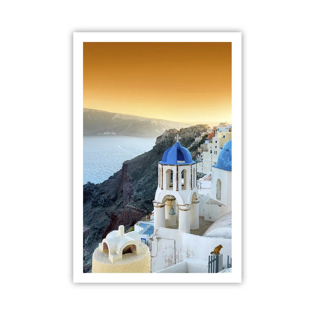 Plakát - Santorini - přitulené ke skalám - 61x91 cm
