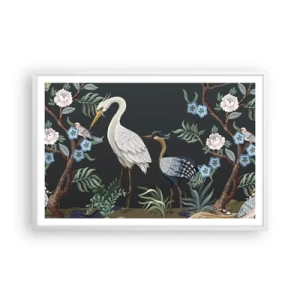 Plakát v bílém rámu - Ptačí průvod - 91x61 cm