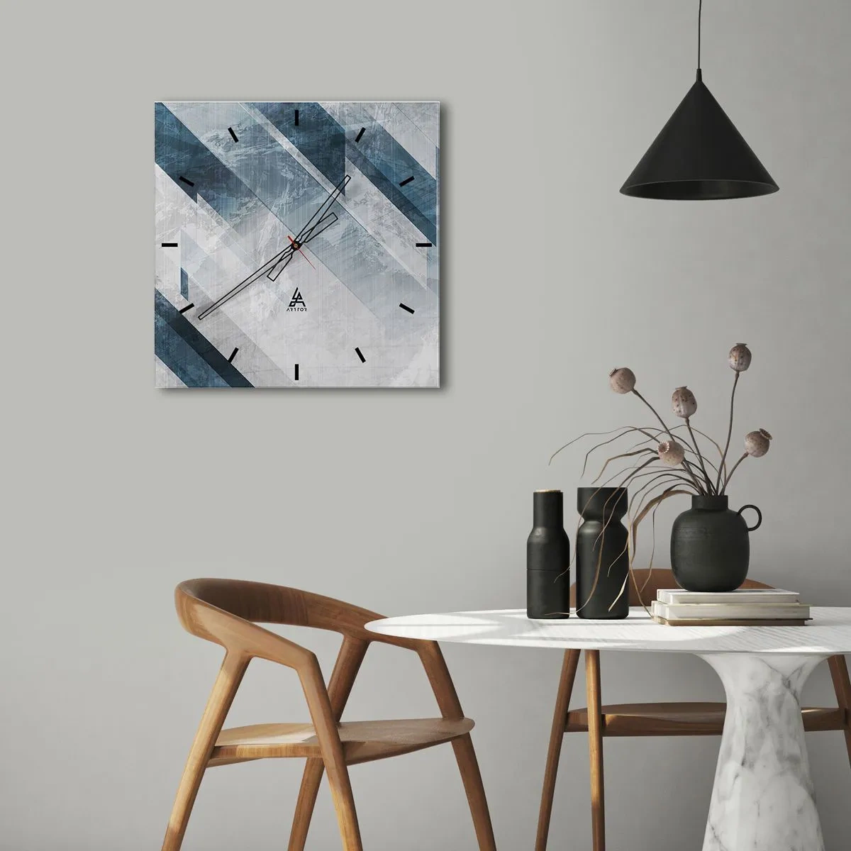 Nástěnné hodiny - Prostorová kompozice – pohyb šedé - 30x30 cm