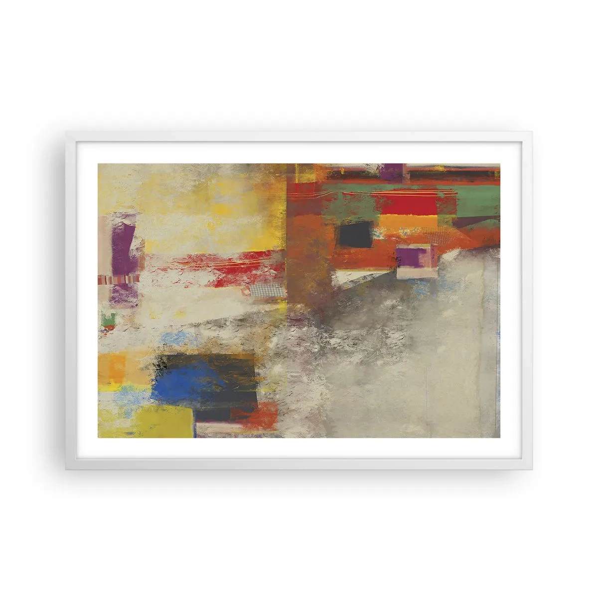 Plakát v bílém rámu - Geometrie barev - 70x50 cm