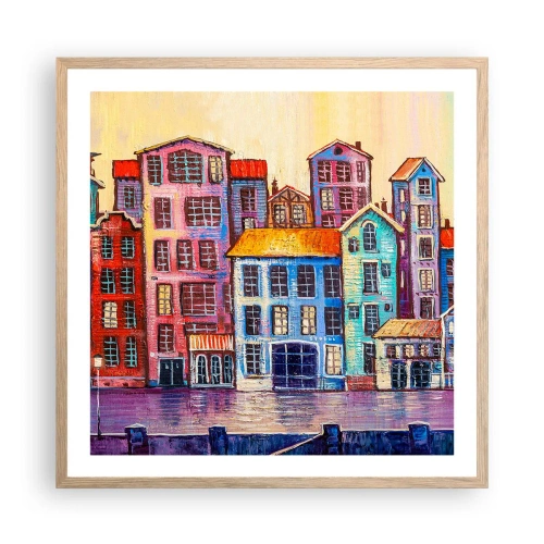 Plakát v rámu světlý dub - Město jako z pohádky - 60x60 cm