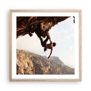 Plakát v rámu světlý dub - Svět smrsknutý v ruce na sesuvu balvanu - 50x50 cm