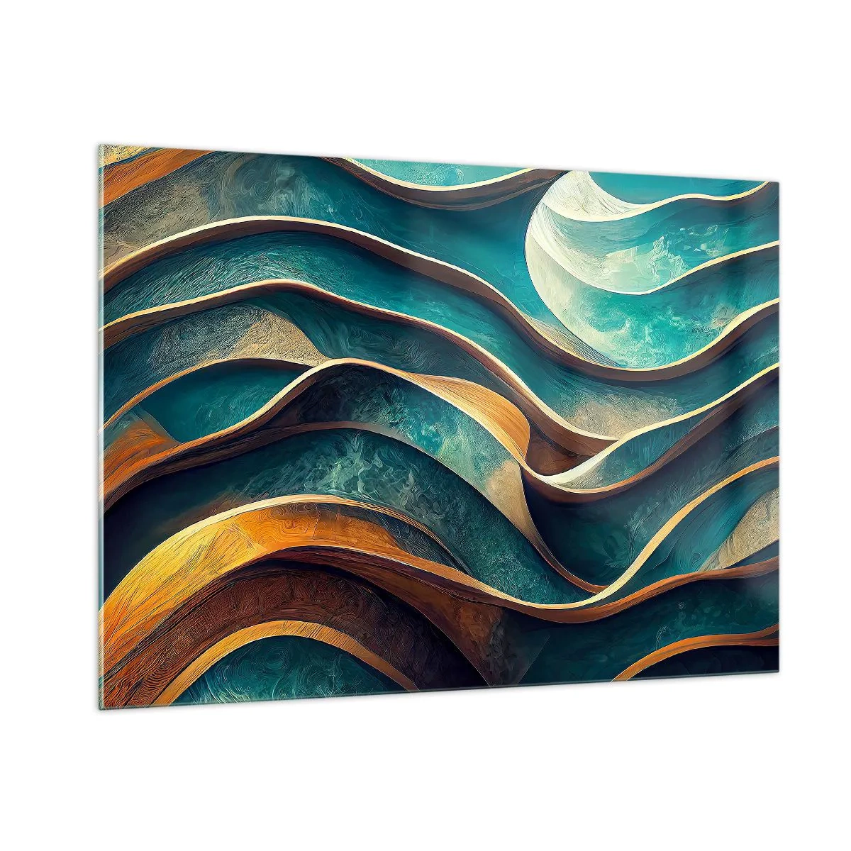 Obraz na skle - Meandry modré - 100x70 cm