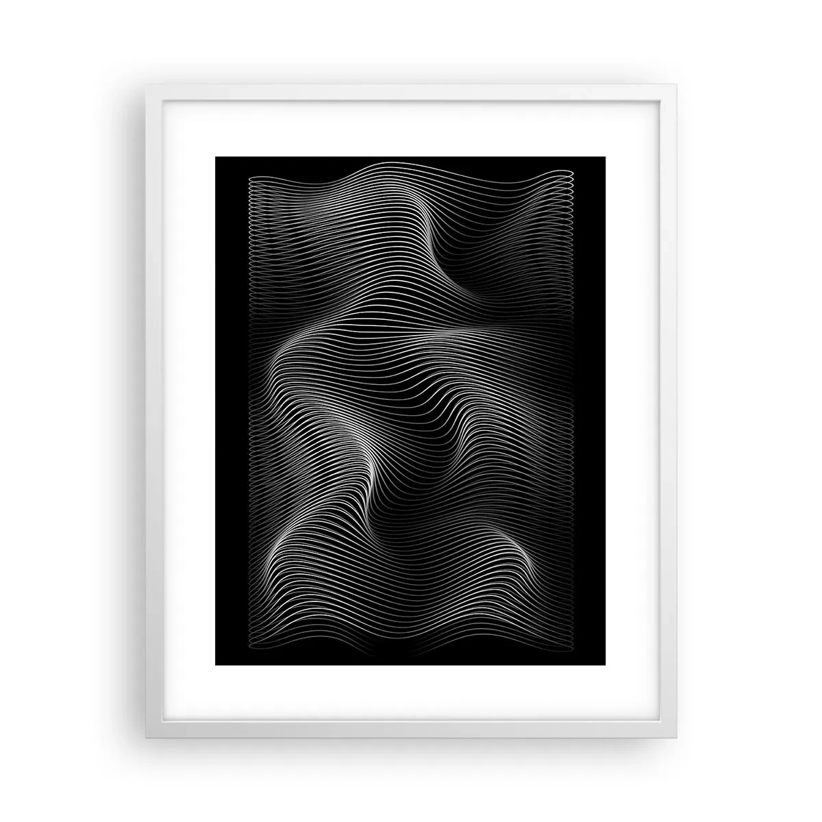 Plakát v bílém rámu - Tanec světla v prostoru - 40x50 cm