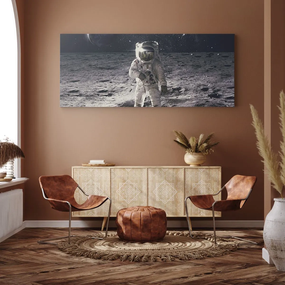 Obraz na plátně - Pozdrav z Měsíce - 160x50 cm