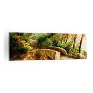 Obraz na plátně - Přímo z můstku v pohádkovém lese - 160x50 cm