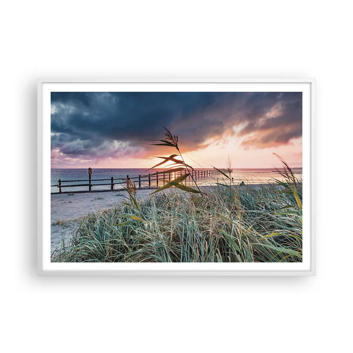 Plakát v bílém rámu - Neodváto větrem - 100x70 cm