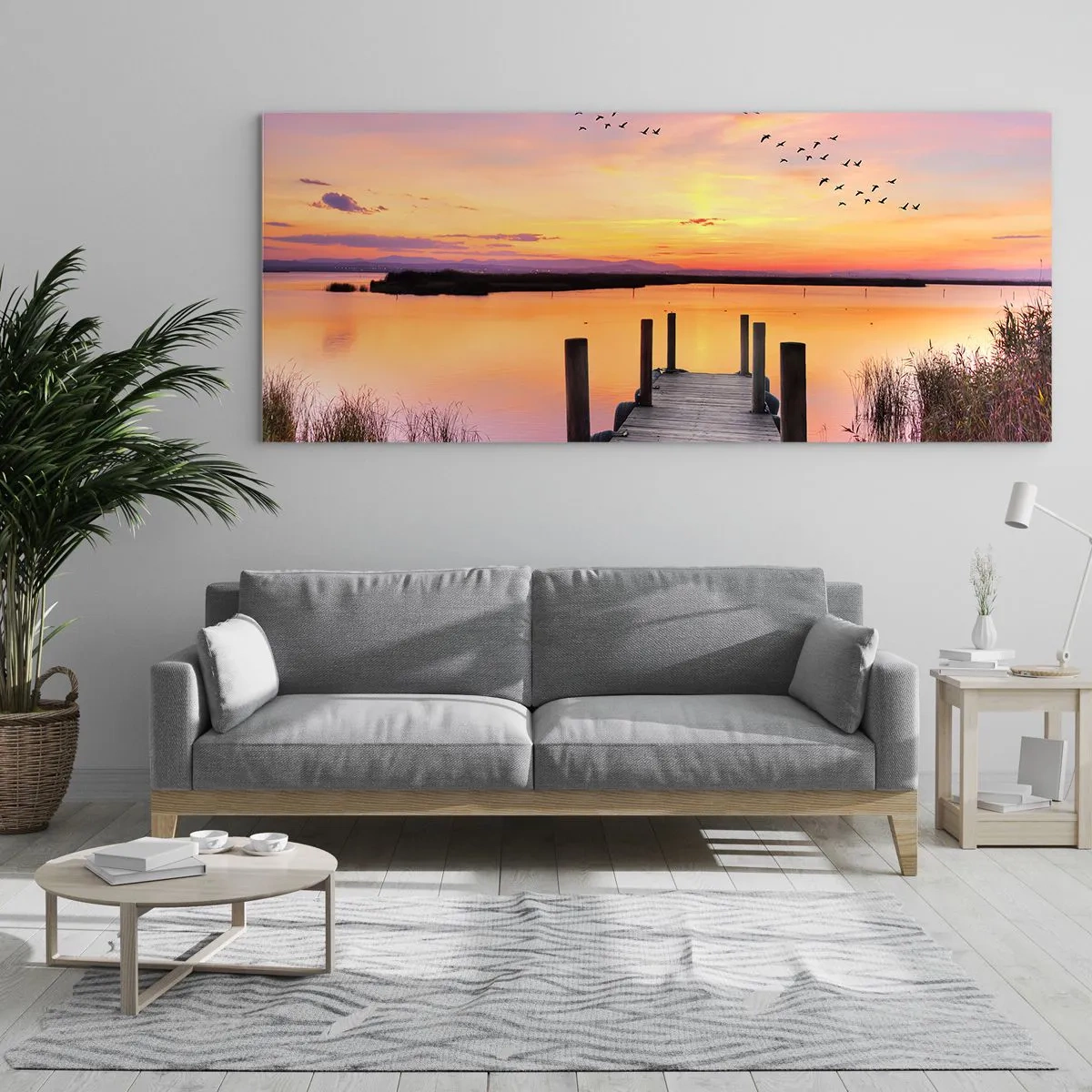 Obraz na skle - Fialové tiché svítání - 90x30 cm