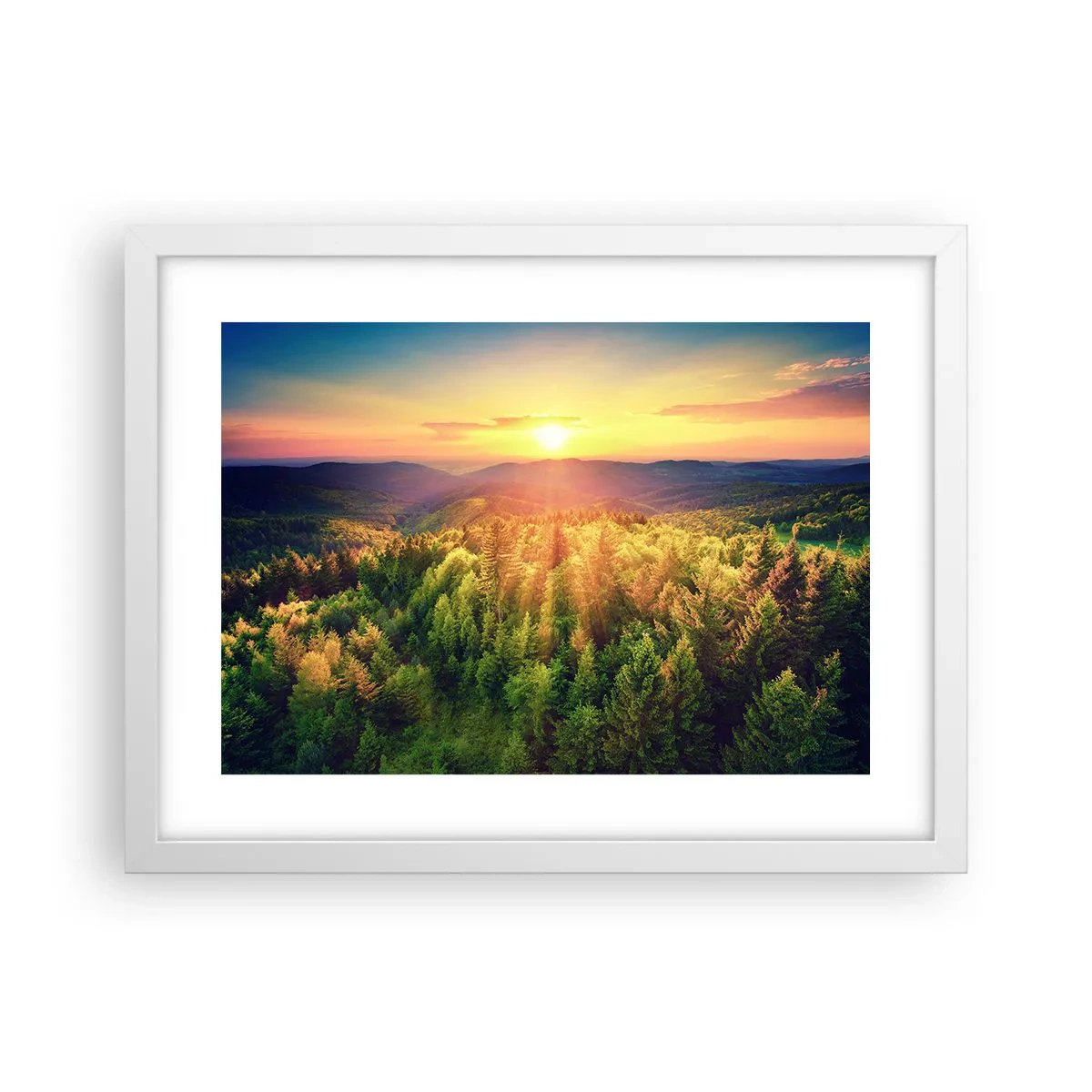 Plakát v bílém rámu - Vrcholky a vrcholy - 40x30 cm