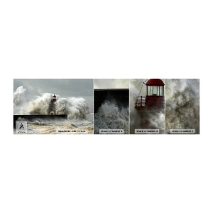 Vzor Fototapety Samolepicí Deluxe Sticker - Hněv oceánu - Krajina, Maják, Bouřka - 100x30 cm