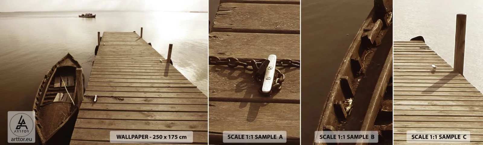 Vzor Fototapety Samolepicí Deluxe Sticker - Velký klid - Krajina, jezero, Dřevěný most - 100x30 cm