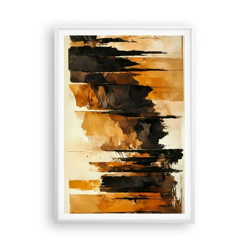 Plakát v bílém rámu - Harmonie černé a zlaté - 70x100 cm