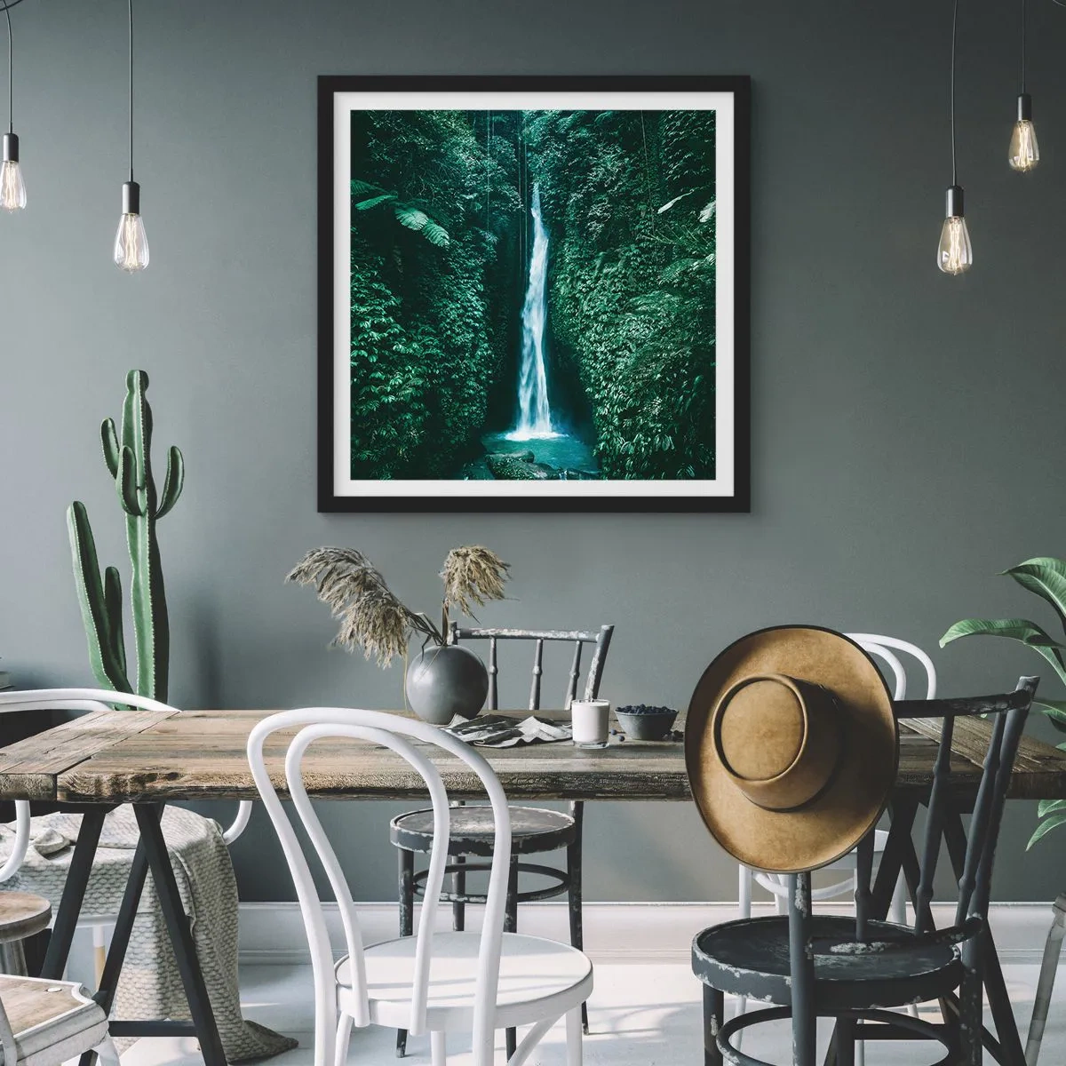 Plakát v černém rámu - Tropický pramen - 60x60 cm