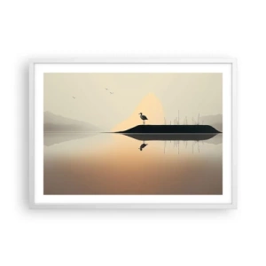 Plakát v bílém rámu - Pán na jezeře - 70x50 cm