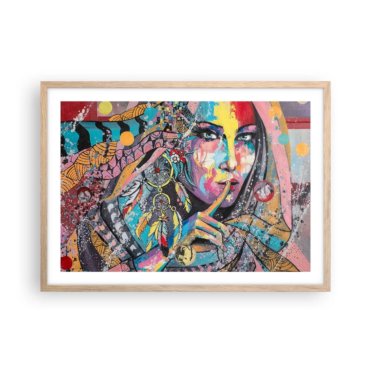 Plakát v rámu světlý dub - Mlč, než pochopíš - 70x50 cm